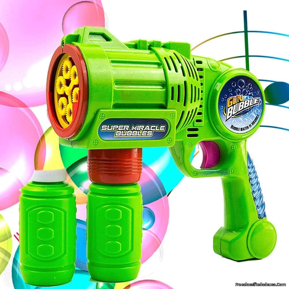 Toysery Bubble Gun Blower for Kids, NonToxic Leak-Resistant Automatic Bubble in Minutes, Easy Refill