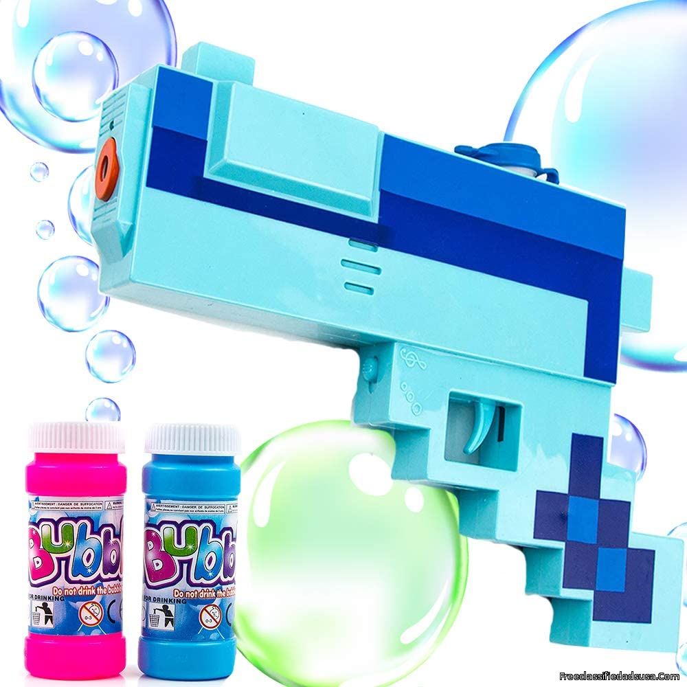 Toysery Bubble Gun Blower Mosaic Design Leak-Resistant Bubble Maker Machine with LED Lights